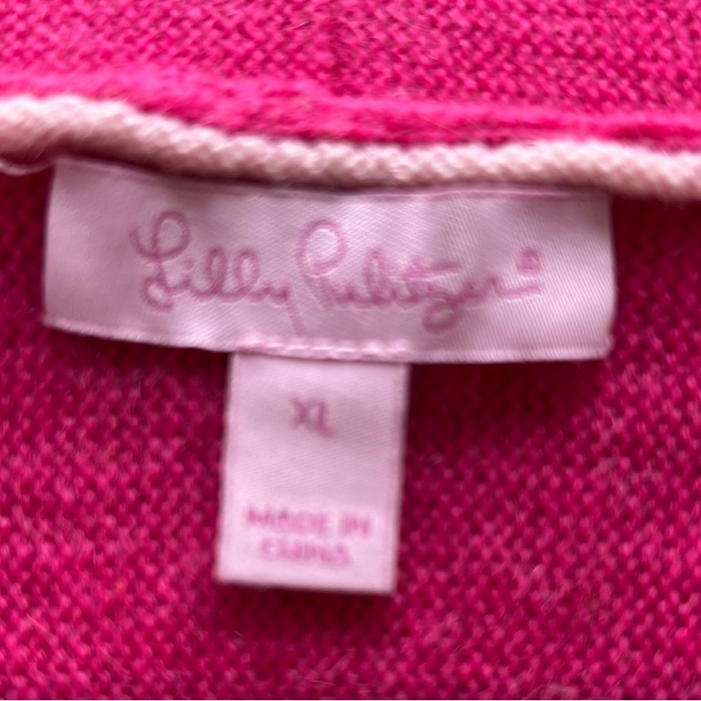 Lilly Pulitzer XL Vibrant Pink Cashmere Open Front Cardigan - Picture 5 of 7
